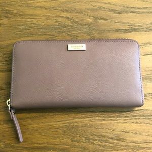 Large Kate Spade Zippered Wallet in Taupe